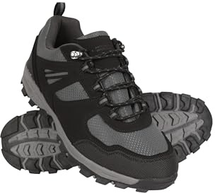 Mountain Warehouse McLeod Mens Outdoor Wide-Fit Walking Shoes - Breathable Hiking Shoes - Travel Jet Black Adult Shoe Size 8