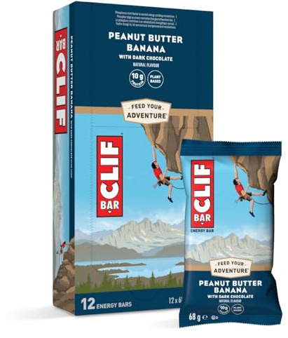 CLIF BAR | Energy Bar - Protein Bar | Peanut Butter Banana with Dark Chocolate | Plant-Based Protein Bar for Running, Marathon Training, Cycling & Endurance Sports | 12 x 68 g
