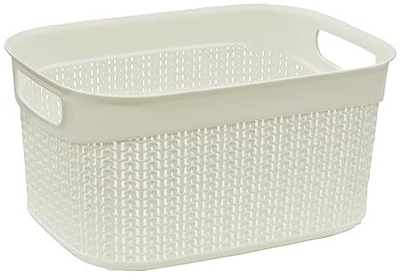 JVL Knit Design Loop 9L Plastic Storage Basket, Ivory