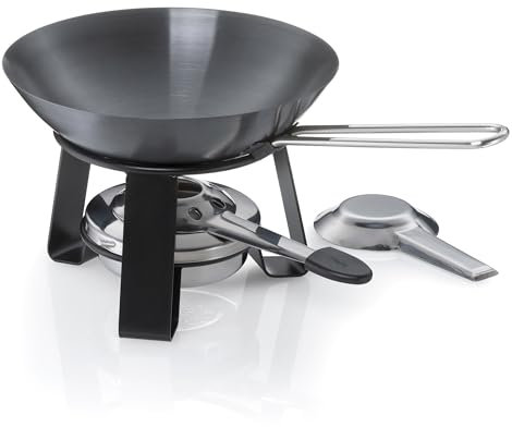 kela Mini Wok Joy, Diameter 18 cm, 0.35 L, Steel, Black, with Rechaud and Paste Burner, PFAS-Free, 10059