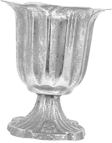 NOLITOY Cast Iron Base Pot Roman Column Planter Multipurpose Planting Pot for Wedding Decoration European Vintage Metal Vase with Petal Design Suitable for Indoor Outdoor