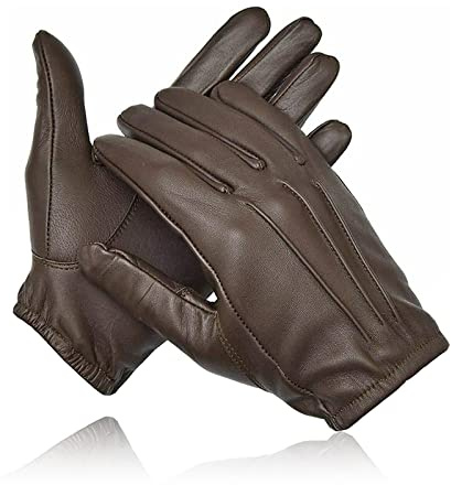 Guantes de cuero resistentes a los cortes con forro Kevlar, antigolpes, calor, bomberos, seguridad, trabajo, uniforme de vestir, guantes de protección de seguridad SIA (marrón oscuro, S)
