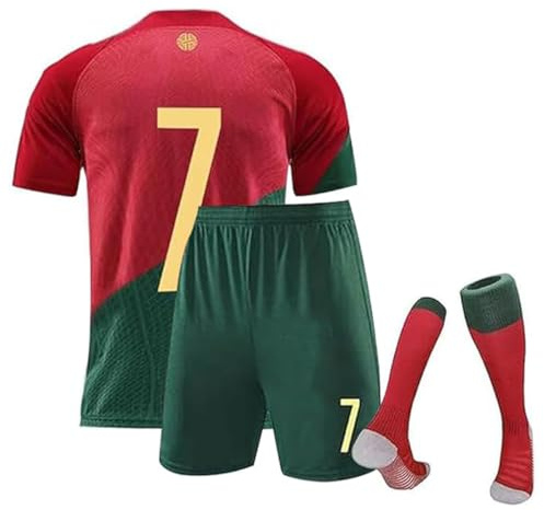 HOMPAY Football Jersey, jersey 2022 Soccer Jersey, T-Shirt Boys Kids Youth Jersey Socks Soccer Shirt Kit Set (4-5T, Red)