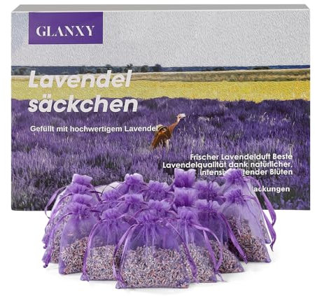 20x Lavendelsäckchen zum Schlafen und Entspannen,Glanxy duftendem Getrockneter Lavendel Lavendelblüten getrocknet Duft Beutel als Duftsackchen, Schrankduft, Mottenschutz gegen Motten im Kleiderschrank