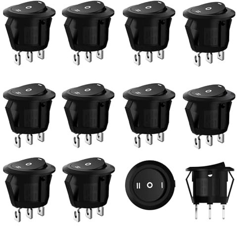 XULEGGNK 3 Position Runde Schalter, Kippschalter Rund, Mini Wippschalter, Schalter Autoknopf, Für Haushaltsgeräten, Motorrädern, Schiffen Usw, 6A/ 250V, 10A/125V, 3 Pin 3 Position, 10 Stück