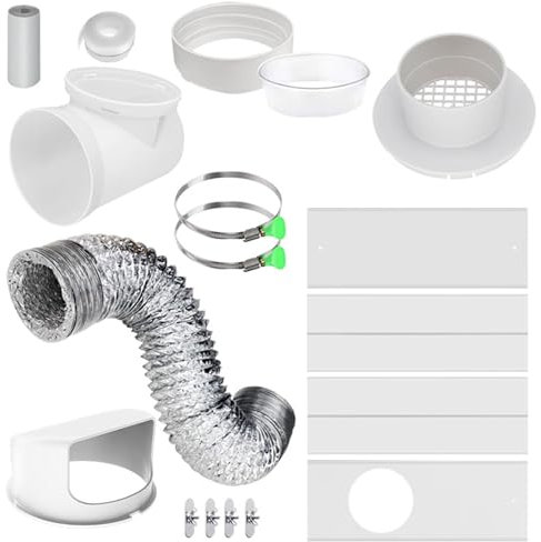 Sfiato Asciugatrice - Kit Condotto Finestra, Kit Ventilazione Asciugatrice Interna | Kit Finestra Di Ventilazione Asciugatrice, Tubo Di Scarico In Foglio Di Alluminio, Tubo Di Condotto,