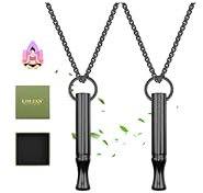 LOLIAS 2 Stück Original Rauchentwöhnung Hilfsmittel Atemkette Höki Kette mit Pfeife für Herren Damen v2 Halskette Rauchfrei Original Rauchfrei Meditation Geschenke Edelstahl Schwarz Silber Gold