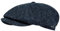 WEROR Schiebermütze Herren – Flatcap Schirmmütze Cap mit Schirm – Fischgrät - schwarzes Steppfutter - 100% Wolle - Herbst/Winter – WEROR-435.1 (60, Blau)