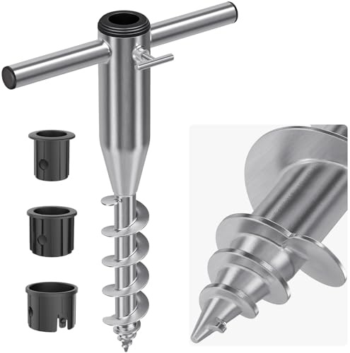 Lifeswell Ancora per ombrellone da Spiaggia, Resistente Ancoraggio a Vite per Sabbia ed Erba, Base Antivento Integrata Portatile con Design a 3 Maniche, Supporto Completamente saldato per Pali da