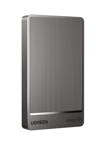 UGREEN Extreme Portable SSD 1 TB, 2.000 MB/s Lesen, 2.000 MB/s Schreiben, USB 3.2 Gen.2x2, Externe Festplatte für Mac, PC, Smartphone, Kamera und MU-PG1T0B/EU