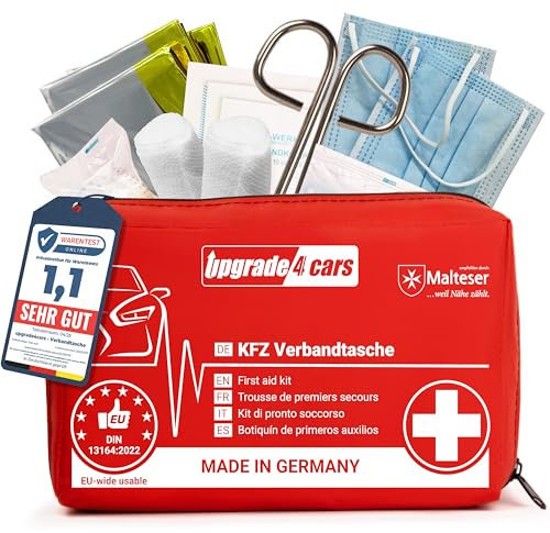 Upgrade4cars Auto Verbandskasten 2025 DIN 13164 - Made in Germany - Erste Hilfe Set Europaweit Gültig | Verbandtasche auch für Zuhause & Unterwegs
