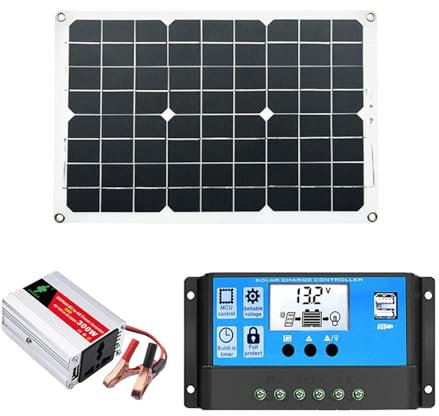Generador Solar Suministros, Inversor Generador Recargable Portátil | Con Panel Solar 300 -W, Portátil 300 -W Inversor De Corriente Para Copia De Seguridad Al Aire Libre