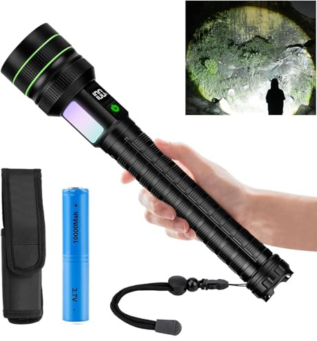 KZK Wiederaufladbare Taschenlampe 990,000 Lumen, Super Hell Taktische Flashlight,11 modi USB Aufladbar Zoombare, IP67 Wasserdicht,für Home, Outdoor, Notfälle, Patrol, Camping(Mit 10000Mah Akku