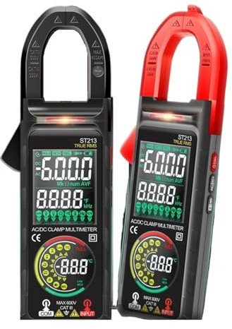 AIRUIXI digital klämmätare DC/AC ström 6 000 antal 400 A amp multimeter stor färgskärm spänning testare bil Hz NCV ohm (svart)