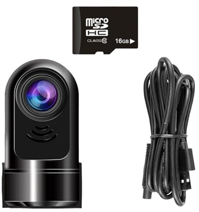 Generisch Grabadora de vídeo de 360 grados, 1080p, mini dashcam giratoria de 360°, delantera trasera, cámara de coche giratoria de 360°, modo de aparcamiento de 24 horas, mini dashcam nocturna (B, Una