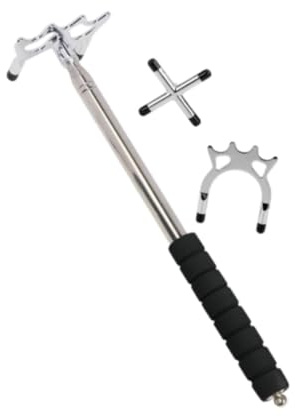 kesurpae Pont de Queue de Billard Haut Gamme, Longueur Ajustable, idéal pour Les Jeux d'intérieur. Poignée en Mousse Confortable. Accessoire Queue Billard en Acier Inoxydable, Argent, 35 cm