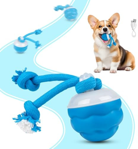 Automatic Motion-Activated Dog Ball Toy - Rechargeable Interactive Rolling & Bouncing Ball with 3 Play Modes, Bite-Resistant Knot Design for Dogs, Teeth-Cleaning Fun for Training & Boredom Relief