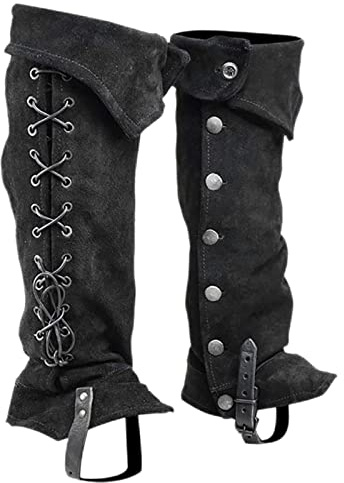 Fxzqgnh Botas Cubiertas Zapatos Pirata Medieval Convención Protectora Knight Impermeable Material Cuero Sintético Adecuado para Carnavales Ev, Negro