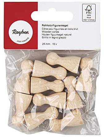Rayher Figurenkegel Rohholz, FSC zertifiziert, Btl. 8 Stück, 37 mm, Holzkegel, Holzfiguren zum Bemalen, Krippenfiguren mini Holz, Spielfiguren Holz, 6246900