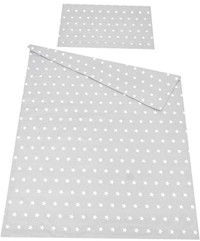Babylux Kinderbettwäsche 2 TLG. 90 x 120cm Bettwäsche Bettset Babybettwäsche (91. Sterne Grau)