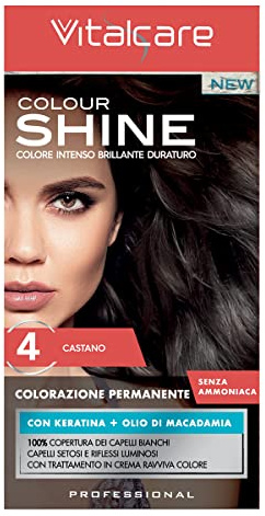 Vitalcare Colour Shine Creme ohne Ammoniak, mit Keratin, Nr. 4 Kastanie, Braun