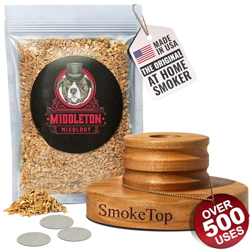 SmokeTop® Cocktail & Food Smoker Kit - Whiskey & Bourbon Drink Smoker for Old Fashioned, Cocktails, Cheese & Meat Smoking with 2oz Wood Chip Sample Pack – by Middleton Mixology