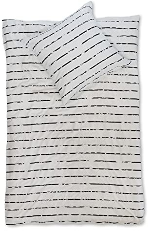 jilda-tex Biber sängkläder vinter 135 x 200 cm 80 x 80 cm 100 % bomull finbäversängkläder ädelflanell (modern randig kräm, 135 x 200 cm)