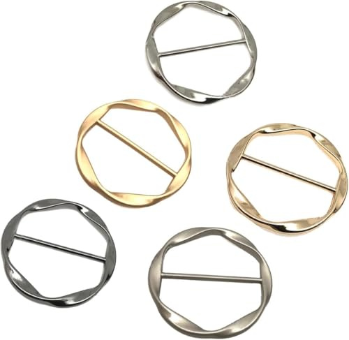 5PCS 1,4 pulgadas bufanda de seda clips de corbata para camiseta clip de cierre de círculo redondo bufandas anillo hebilla ropa soportes multi decoración accesorios para camiseta pañuelo chal