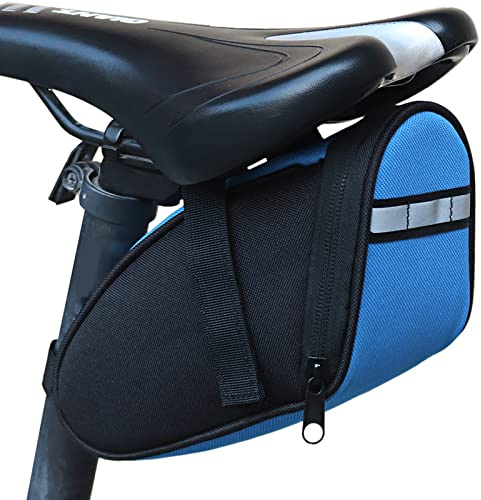 Gsrhzd Bolsa Sillín Bicicleta, Herramientas y Carretera, Bolso Montaña Con Tira Reflectante, para Varias Bicicletas y Aire Libre, Azul
