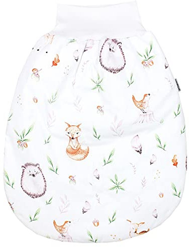 TupTam Baby Strampelsack Schlafsack mit breitem Bund Winterschlafsack für Mädchen Jungen Babyschlafsack, Farbe: Waldtiere/Igel/Rehe, Größe: 0-6 Monate
