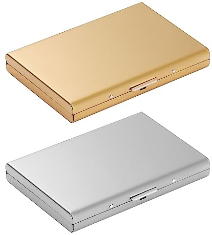 Vicloon 2pcs Porte-Carte de Crédit Visite Métallique avec la Technologie de Blocage RFID,Cool Etui de Carte de Visite Slim Métal - 6 Slots pour Vos Cartes de Crédit