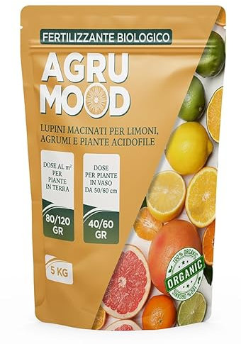 Gardenhome® AGRUMOOD LUPINI MACINATI PER AGRUMI per limoni in vaso e in terra e piante acidofile x 5 kg (5, Chilogrammi)