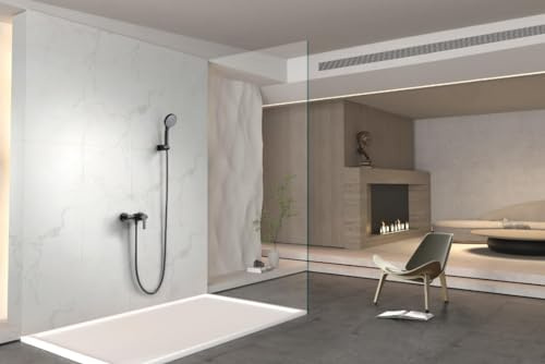 Rubinetteria monocomando per doccia con manico e flesso in ottone - Set di rubinetti monocomando doccia a mano kit bagno (nero opaco)