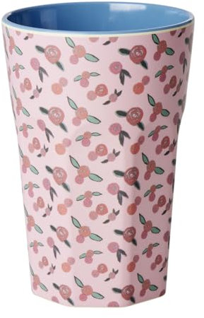 Rice - Vaso de melamina grande – A Rose is an Rose Print – Vaso infantil para camping, vajilla de melamina, irrompible, sin BPA, 400 ml