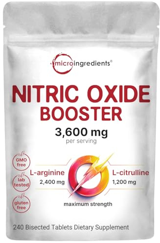Nitric Oxide Supplements for Men & Women 3,600mg, 240 Bisected Tablets | 80 Servings | Max Strength Nitric Oxide Booster with L-Arginine & L-Citrulline