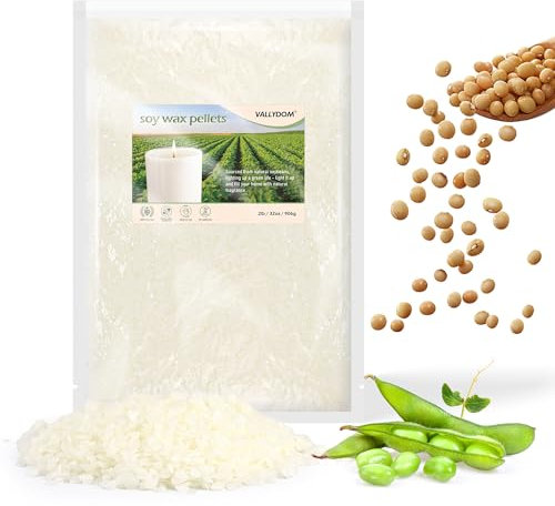 VALLYDOM 906g Soy Wax for Candle Making: Pure Soy Wax Pellets, Organic, No Additives, Long Burn Time, Perfect for Scented Candles, Tealights, Craft Candles & More