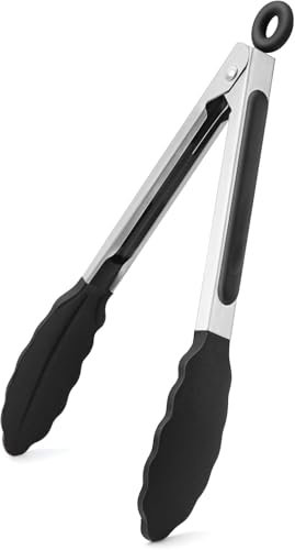 2 Pz Pinze da Cucina, 21cm Pinza Spaghetti, Pinze de Barbecue Acciaio Inoxe Silicone, Pinze in per Cucinare Grigliare Buffet