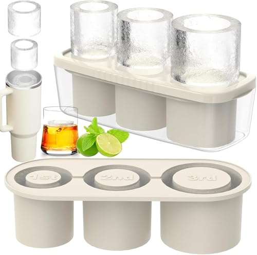 ROMANVIC Stanley Cup isbitsform tillbehör, isbitsbehållare silikon med lock och behållare, 3 fack isbitsskål, isbitar för 100 ml tumbler mugg cocktails, whisky, frukt fruktpuréer