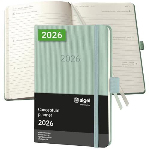 SIGEL C2673 Wochenkalender Conceptum 2026, ca. A6, , mintgrün: Agenda Conceptum, Classic, Hardcover