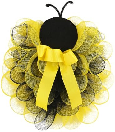 Corona primaverile per porta di casa – gancio per porta artificiale da 35,6 cm | decorazione in rete per feste a tema, decorazioni estive all'aperto e stile fattoriale