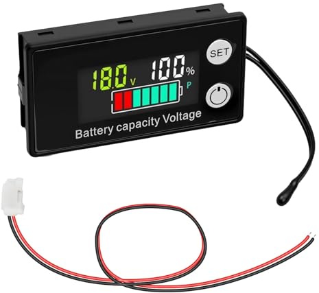 AYWHP Caricatore per batteria, 12 V, 24 V, 36 V, 48 V, 60 V, 72 V, 84 V, indicatore di batteria, LCD digitale, misuratore di tensione DC 8 – 100 V, monitor di capacità della batteria con funzione di