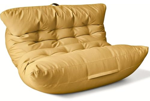 Aiire Puff Salón XXL de Diseño - Sillón Puf con Relleno Incluido para Adulto, Bean Bag Chair Premium para Dormitorio, Funda Desenfundable y Lavable - Puff Gigante XXL Mostaza