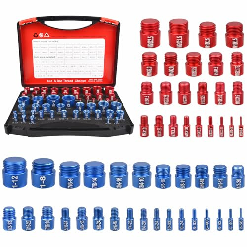 Gewindelehre 52-Teiliges Thread Checker Satz - Gewindeprüfer for Schrauben und Muttern Aluminiumlegierung Gewindelehre Mit Metrischen and Imperialen Geeignet Zum Erfassen und Messen Von Gewindemaßen