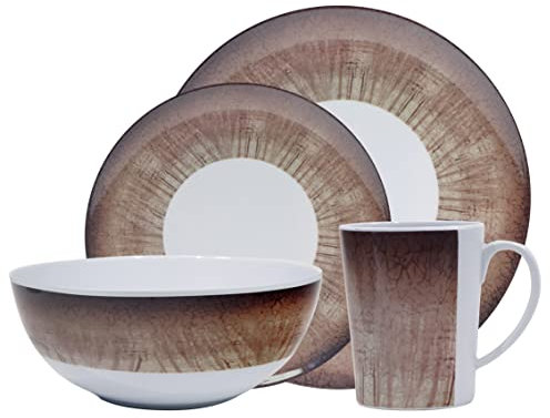 Leisurewize - Vajilla de melamina (16 Piezas), diseño de Piedra