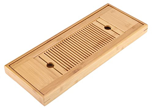 Bamboo Tea Tray Portable Tasteful Chinese Gongfu Tea Table Tasteful Serving Tray Plate Home Garden 38 * 15cm