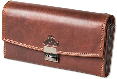 Woodland Portafoglio professionale da cameriere appositamente rinforzato, in vera pelle, cognac/multicolore, L x H x T (cm) = 18.5 x 10.0 x 4.0, Portamonete