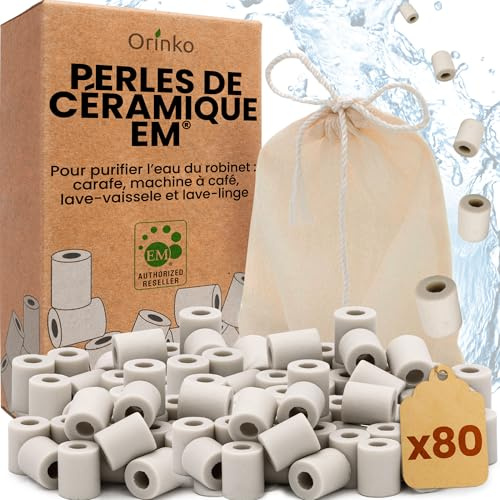 orinko - 80 Perle in Ceramica Em® - Migliorano la qualità dell'Acqua - Riducono Il calcare - Adatto per Lavatrice e per 2 Decanter, Bottiglie, zucche, zucche, caffettiera, bollitori