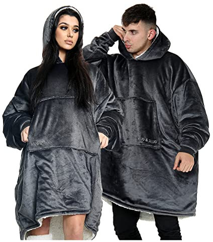 GC GAVENO CAVAILIA Hug Snug Oversized Hoodie Women, Sherpa Fleece Snuddies Women Charcoal Blanket Hoodie Mens, Wearable Blanket Women's Hoodies Adults Snuddie Udie