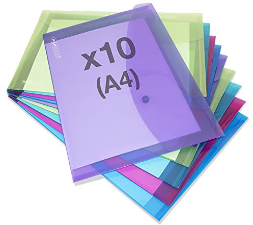 Rapesco 1665 farbige Dokumentenmappe, Foolscap / A4+, Sortierte Transparente Farben, 10 Stück
