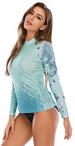 HUGE SPORTS Rash Guard für Damen Rashguard Langarm Bademode Shirts Schnell Trocknender Swimsuit (Alligator, S)